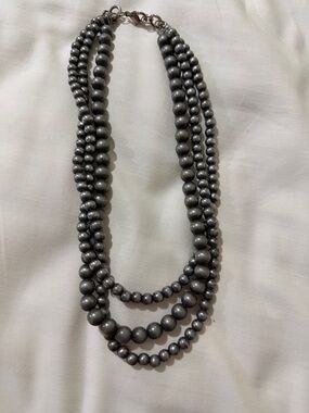 Multi-Strand Gunmetal Bead Necklace - Women Jewelry